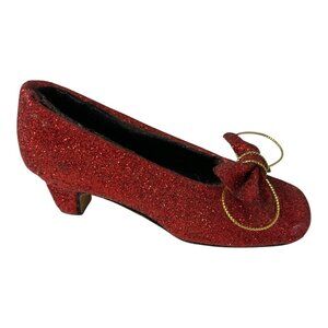 Vintage 1999 Aztec Imports Ruby Slipper Figurine – Red Glitter Decorative Shoe –